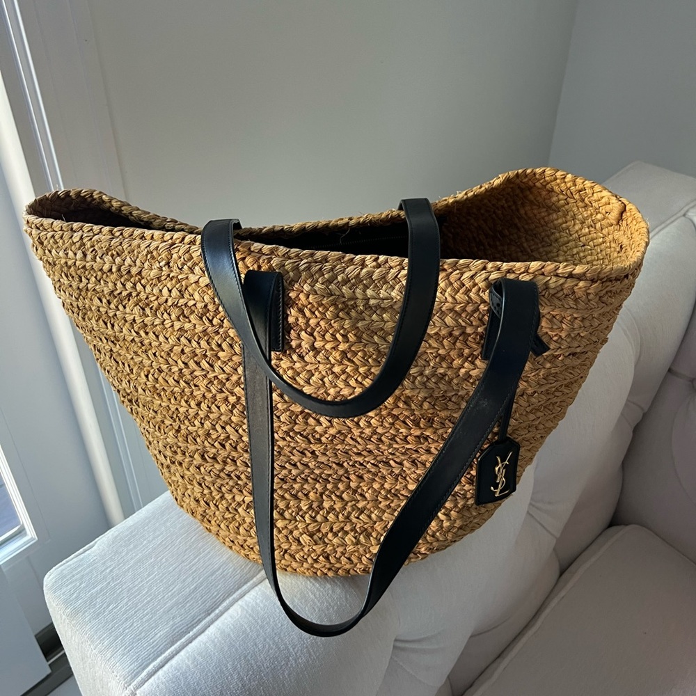 Saint Laurent Medium Panier Raffia Tote